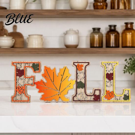 Autumn Maple Leaf Letter Farmhouse Harvest Table Centerpieces Tiered Desktop Holiday Decorations for Home 4Pcs/Set Fall Wooden Tabletop Signs