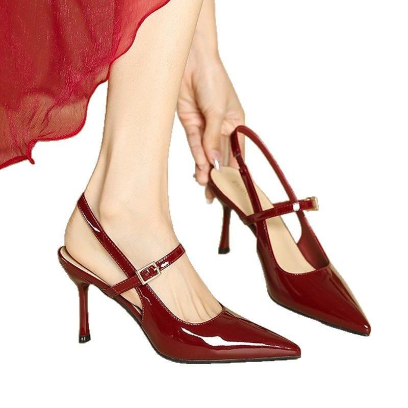 34-42 Französisches Temperament Leere High Heels Sandalen Damen Sommer 2025 neu Flacher Mund Spitz Stiletto High Heels Damen
