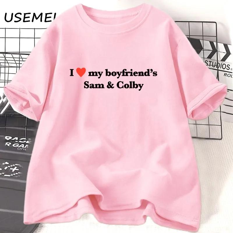I Love Sam and Colby Tshirt Women Casual Cotton Heart Tshirt 90s Clothes Vintage Harajuku Fashion Streetwear Female Clothing