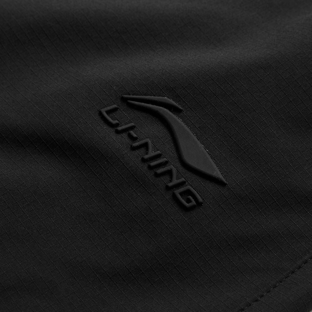 Li-Ning Sports Lifestyle Series Solid Color Mid-Waist Drawstring Comfortable Versatile Straight Leg Casual Shorts Men Shorts Black AKSU533-3