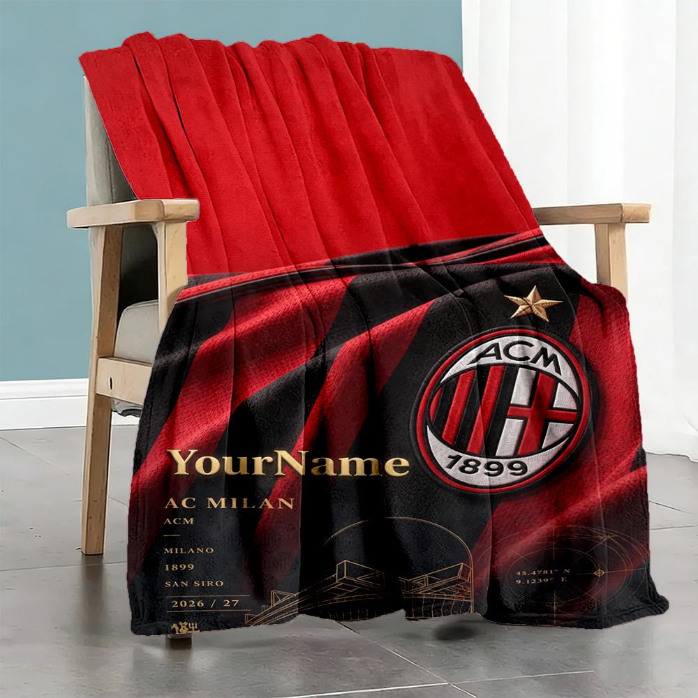 Ac Milan Customize Your Name Blanket Lightweight Customizable Blanket Warmthful Decor Suitable for Office Bedding Picnics Sofa Four Seasons Universal