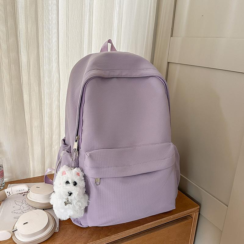 Schoolbag1011 New Versatile Japanese ins Solid Color Schoolbag Women's Casual Large Capacity Waterproof Female Student Backpack Backpack