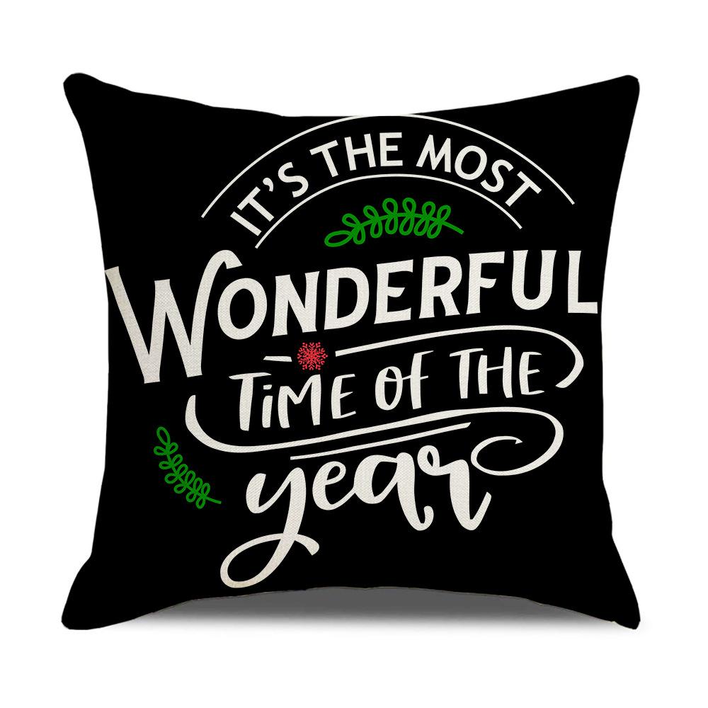 

Christmas Pillowcase Single Sided Linen Pillowcase Waist Pillowcase Living Room Cotton and Linen Cushion Cover Sofa Car 45 * 45Cm (excluding pillow core)