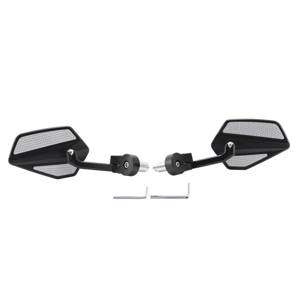 Artudatech Motorcycle Bar End Mirrors, Universal, CNC Machined Aluminum, Blue Glass, Fits 22mm (7/8 inch) Handlebars, Diamond Shape, Anti-Glare Convex