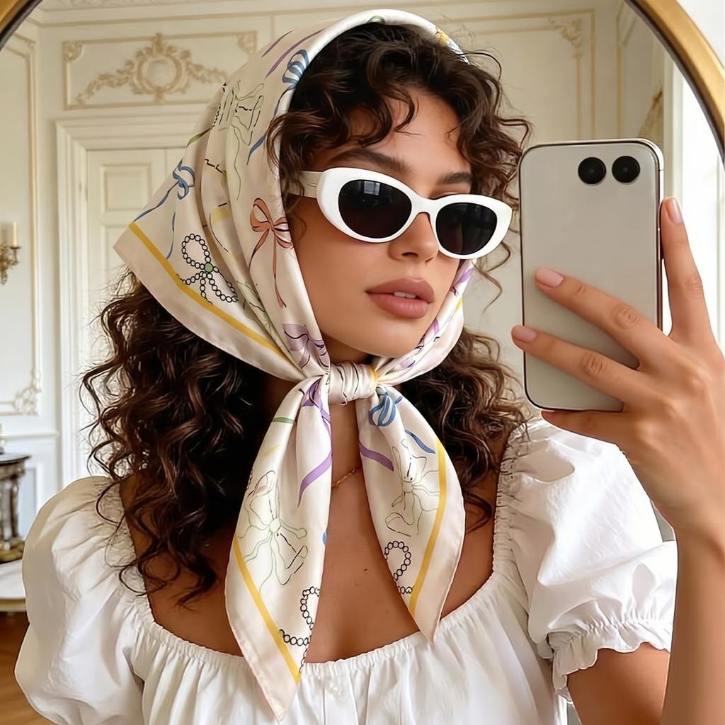 Scarf Fashion Hijab Bandana Headscarf Square Handkerchief Silk Scarves Woman Luxury Windproof Shawl Turban Travel Gear