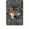 Vintage Wolf Den Metal Sign Retro Cabin Decor Nature Lover Wall Art