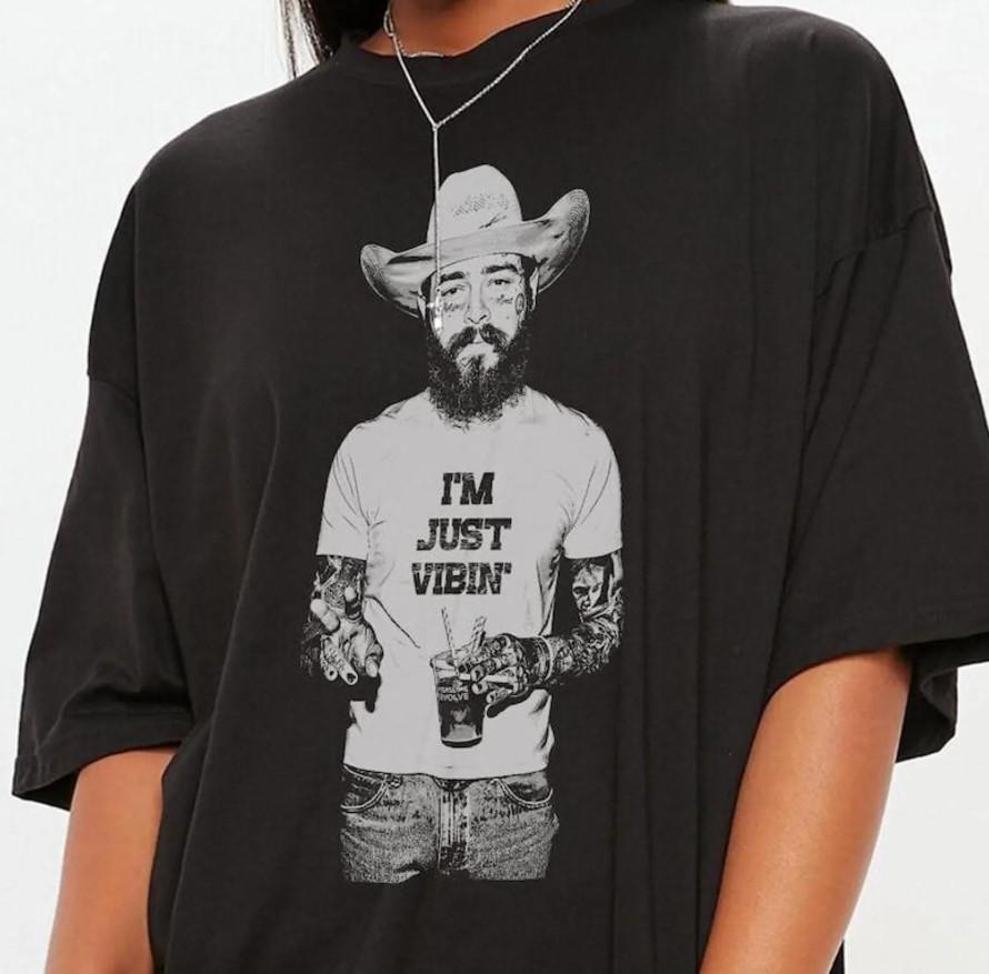 Post Malone Music Western Shirt Posty Im Just Vibin Trendy Tour Posty Unisex T-Shirt XXXXL