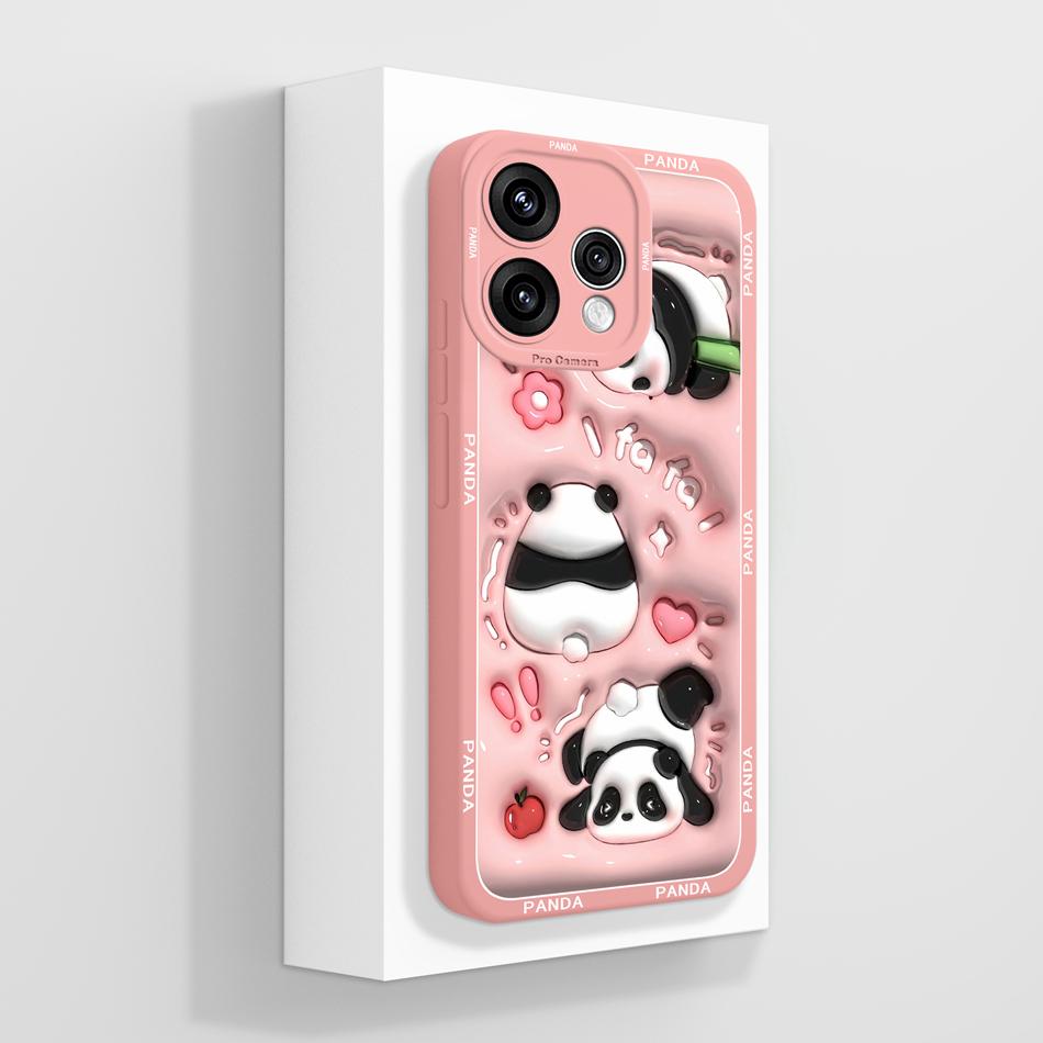 Case For Oppo Reno 15 Pro Mini 15C 15F Cute Panda Liquid Silicone High Quality Phone Back Cover For Oppo Reno15 Couple Funda
