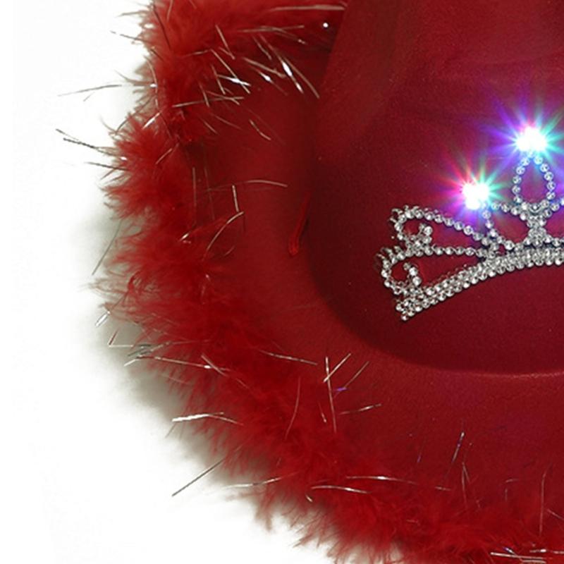 Feather Cowboy Hat Fedora Cowgirl Hat Bachelorette Party Hat For Bridal Party Led Cowboy Hat Bachelorette Party Prop