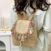Bohemian Ethnic Style Woven Bag Fringe Backpack Large Capacity Leisure Holiday Straw Bag