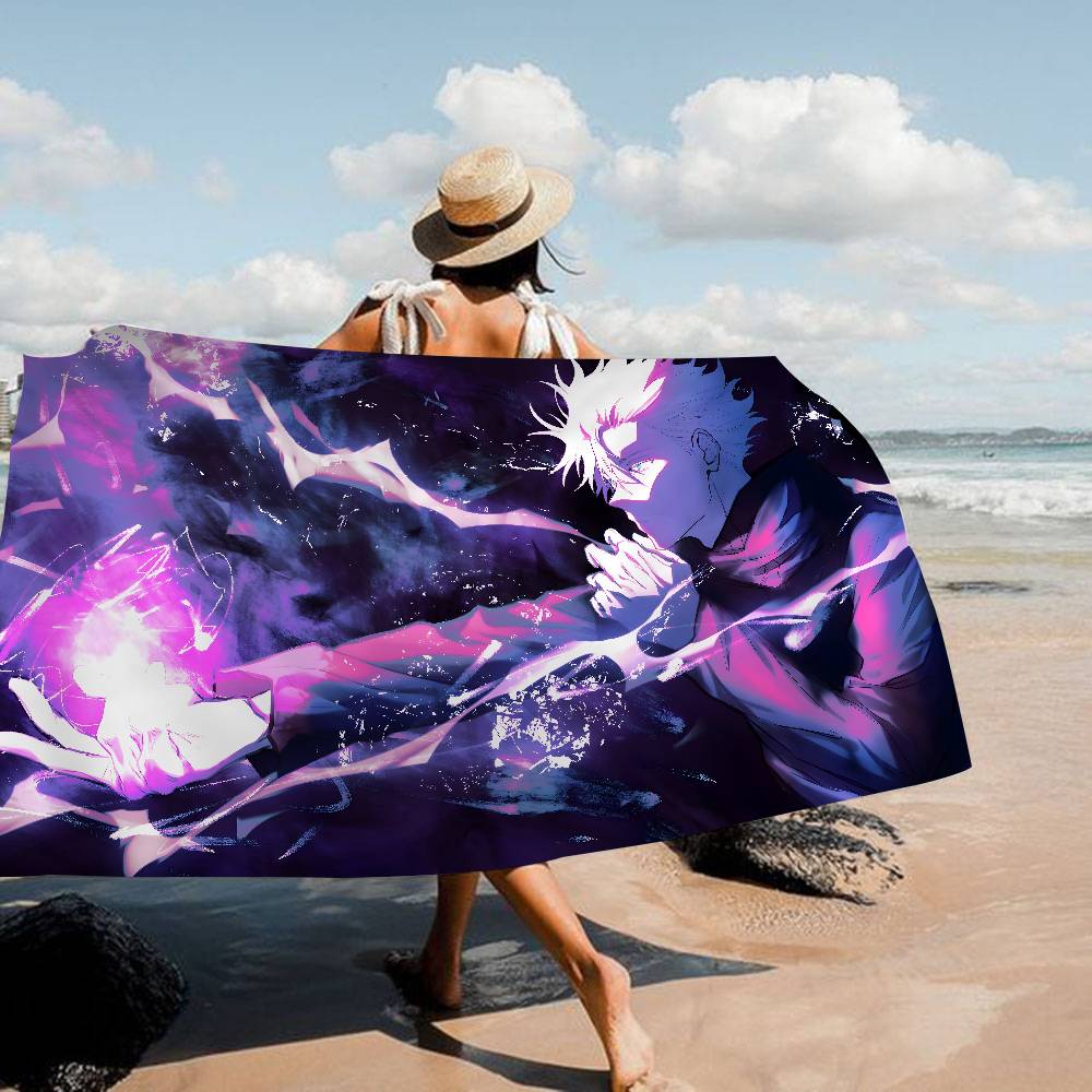 1pc Anime J-jujutsu K-kaisen Microfiber Beach Towel Absorbent Quick Dry Soft Yoga Swimming Resort Mountain Climbing Towel