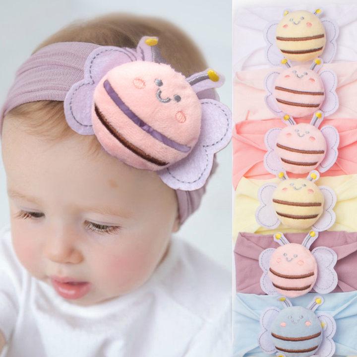

Stylish Baby Nylon Headband for Newborns - Solid Color Bee Design for Girls