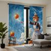 2 Stück Set HD Thanksgiving blauer Himmel unter Teen Kürbis dekorativer Vorhang Blaue Krawatte digital bedruckter Vorhang Heimdekoration Stil