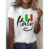 Short Sleeve Crown Letter Print Crew Neck T-Shirt for Spring & Summer Casual Women's Clothing