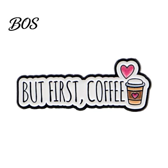Non-oxidizing Brooch Pin, Coffee Slogan Design Brooch, Thickened Zinc Alloy Badge, Oil Paint Enamel Stable Buckle Pins for Clothes Hats Backpacks Pin