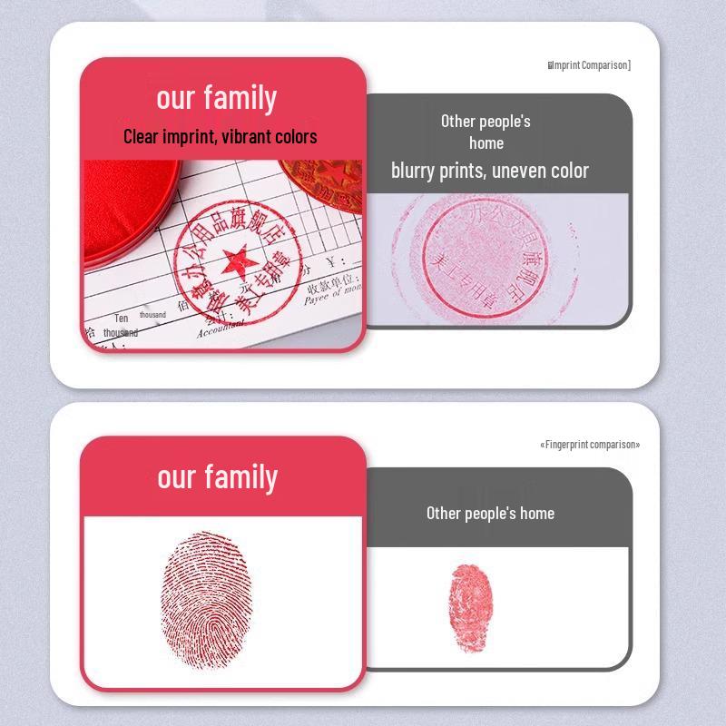 Quick-Drying Round Red Ink Pad - Portable & Fast-Drying Stamp Pad for Office or Finance Use.