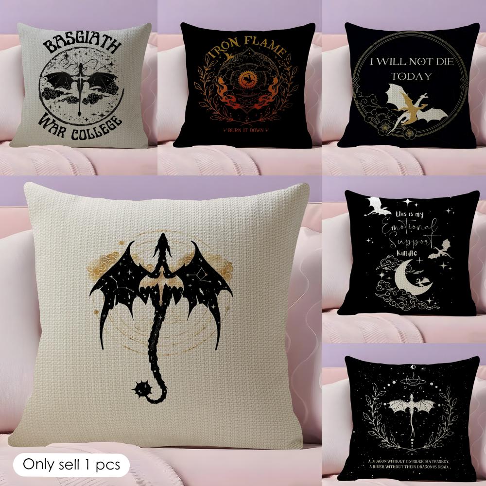 Cartoon WWingS DDragonS Cushion Cover Natural Linen Organic Fabric DoubleSided Printing Couch Pillow Covers Home Decor