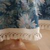 Floral Linen Cotton Tablecloth With Tassel Blue Retro Table Table Cover Round Dining Table Cover Tea Cloth Desktop Decoratio