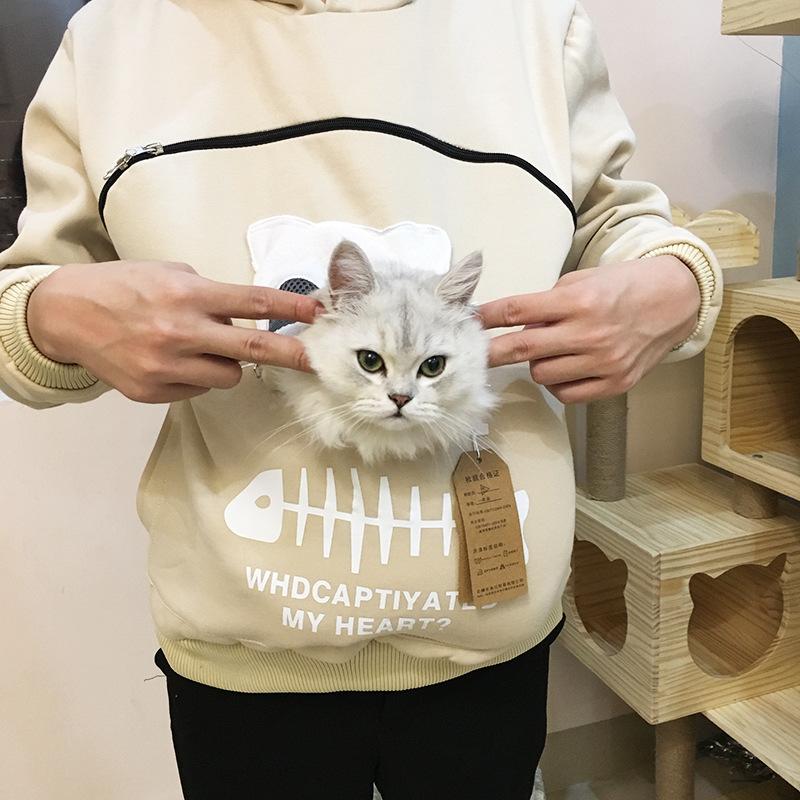Sweatshirt für Katzenliebhaber, Kapuzenpullover mit Känguru- und Hundepfoten-Motiv, Kuschelbeutel, Sweatshirt mit Tierohren, Kapuzenpullover