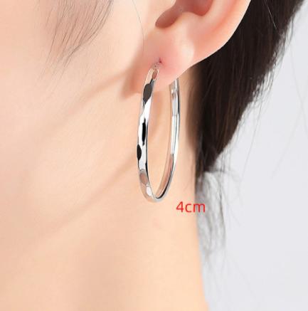 925 Sterling Silver Big Circle Stud Earrings for Women New Fashion Exaggerated Party Jewelry Gifts Prevent Allergy