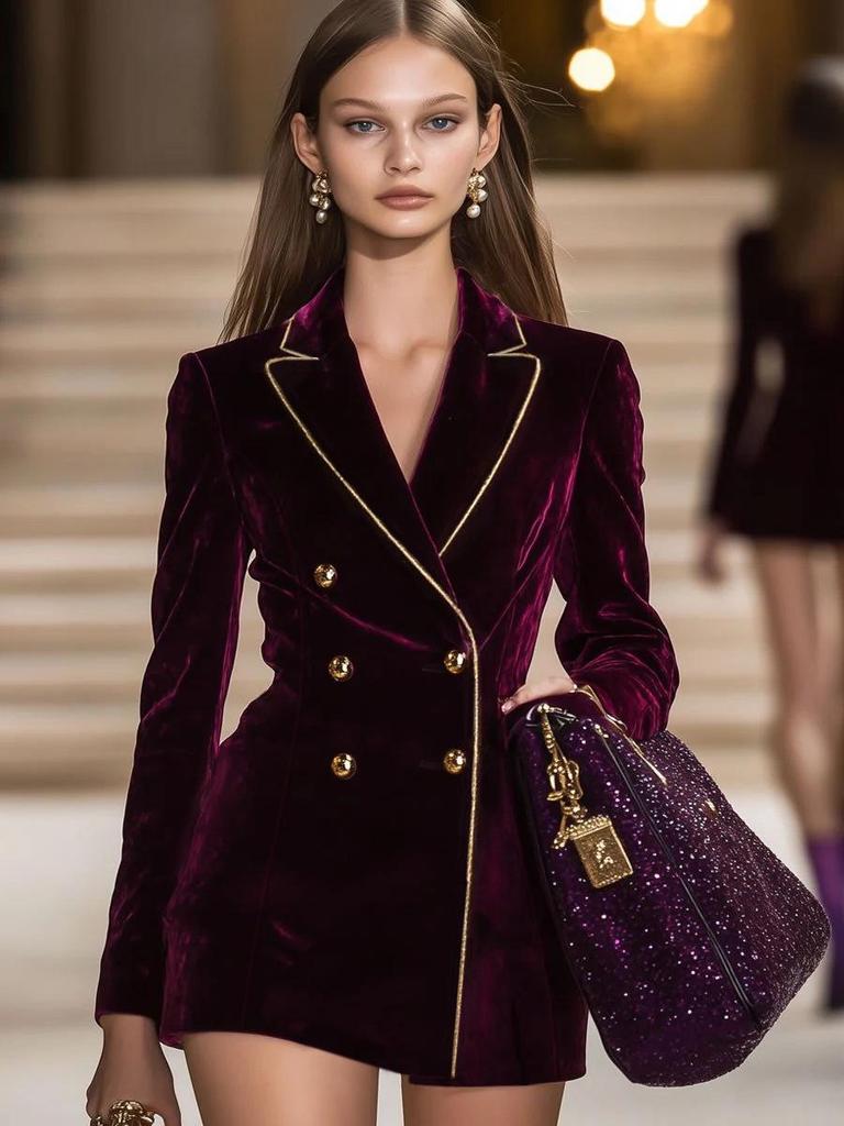 European-American Women's Slim Double-Breasted Color Block Evening Suit - Spring/Summer Collection