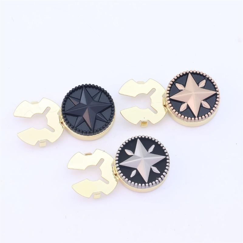 Clip On Cufflink Raised Star Face Zinc Alloy Shirt Cuff Accessory for Business Wear, Formal Outfits and Gift Styling