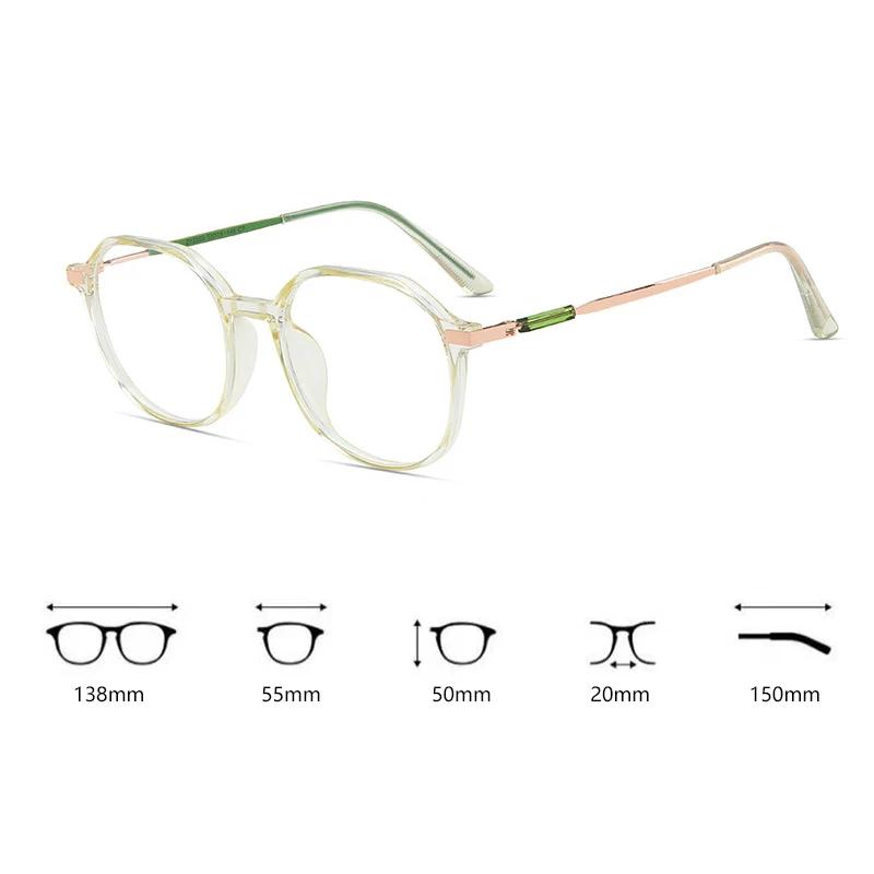 Computer Plano Reading Glasses Frame for Women Men Anti Blue Light Round Eyewear Blocking Eyeglasses Optical Polygon Spectacle