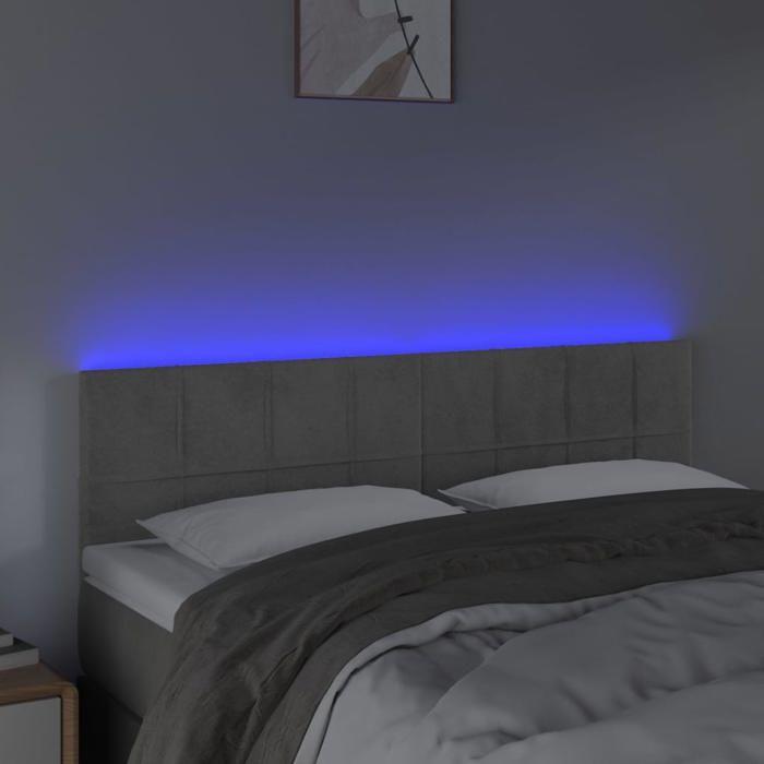 VidaXL Tête de Lit à LED Meuble de Chambre à Coucher Accessoire de Lit Double Tête de Cadre de Lit Intérieur Gris Clair 3121660