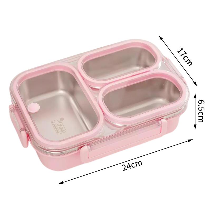 Leak-Proof 304 Stainless Steel Lunch Box 1000Ml Microwaveable Oven Safe Lunch Bento Box Sealed Compartmentalized Lunch Box