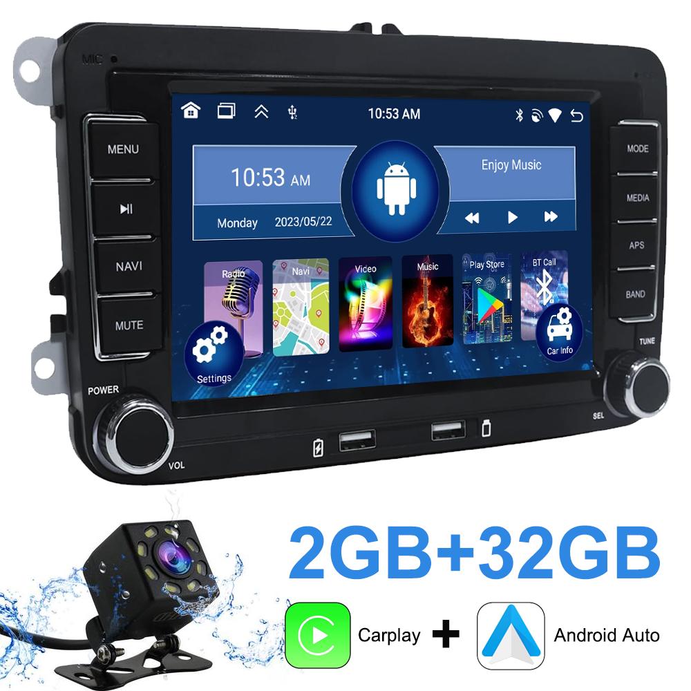 2G+32G /1G+32G Android 13 7 Inch IPS Screen Wireless CarPlay Android Auto Car Stereo for VW Jetta Sedan Passat Tiguan CC Golf Skoda Radio