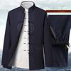 Chinese Traditional Men Tang Suit Tops Pants Hanfu Oriental Embroidery Clothing Sets Casual Kung Fu Tai Chi Uniform