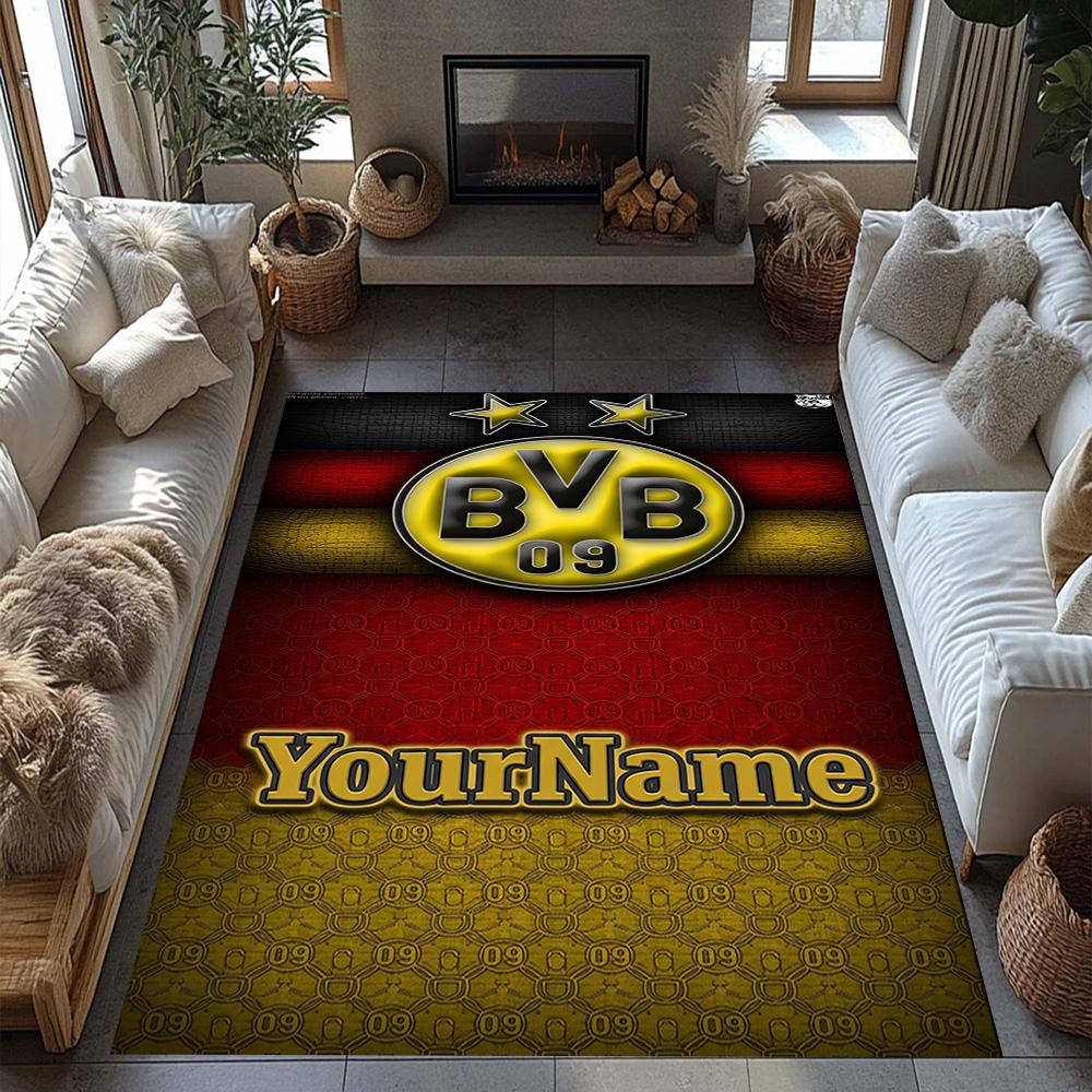 Borussia Dortmund Personalized Name Floor Rug Office Rug Perfect for Hallway Dining Room Dormitory Playrooms Antislip Carpet Decorate Offices