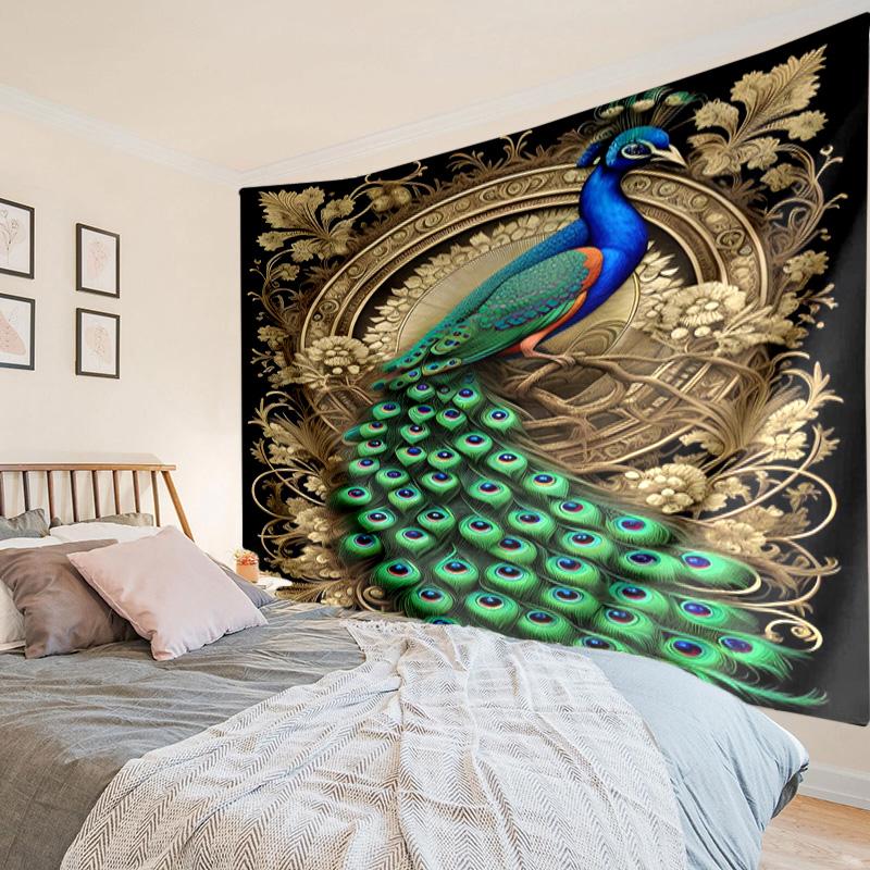 Peacock In The Forest Tapestry Room Decoration Wall Hanging for Living Room Bedroom, dormitory, Birthday and Christmas gifts