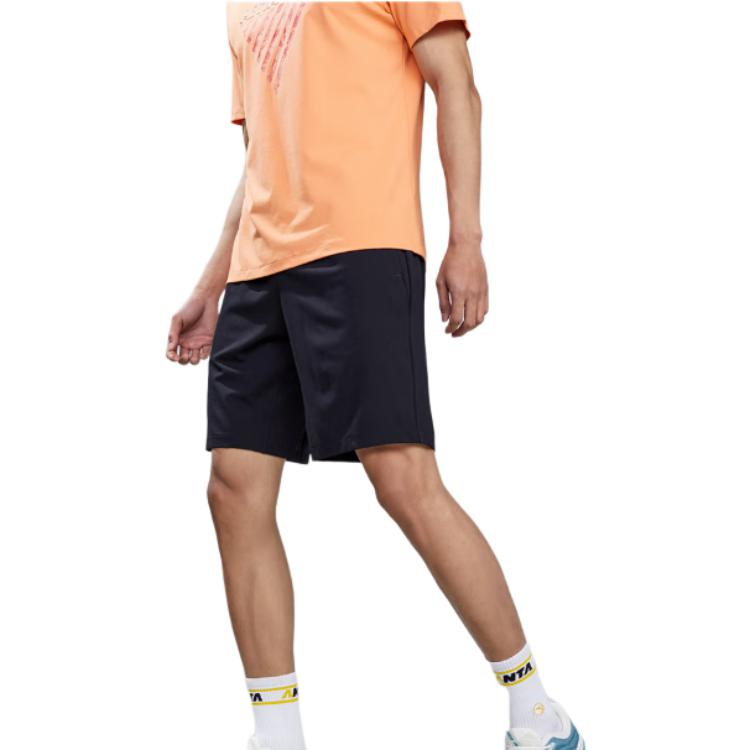 Anta Training Series Letter Print Mid-Waist Straight Shorts Men Bottoms Midnight-Blue 152227315-1