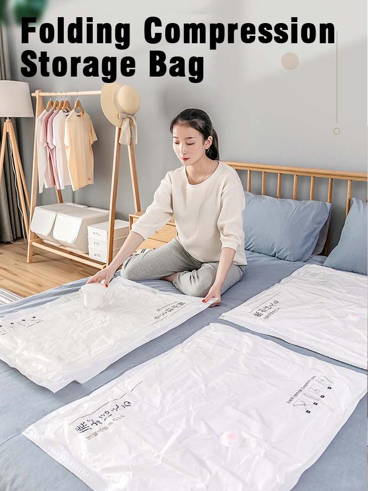 Clothes Storage Bag With Valve Clear Border Bedding,Space Saving Bag Clothes Sorting Packaging Folding Compression Storage Bag