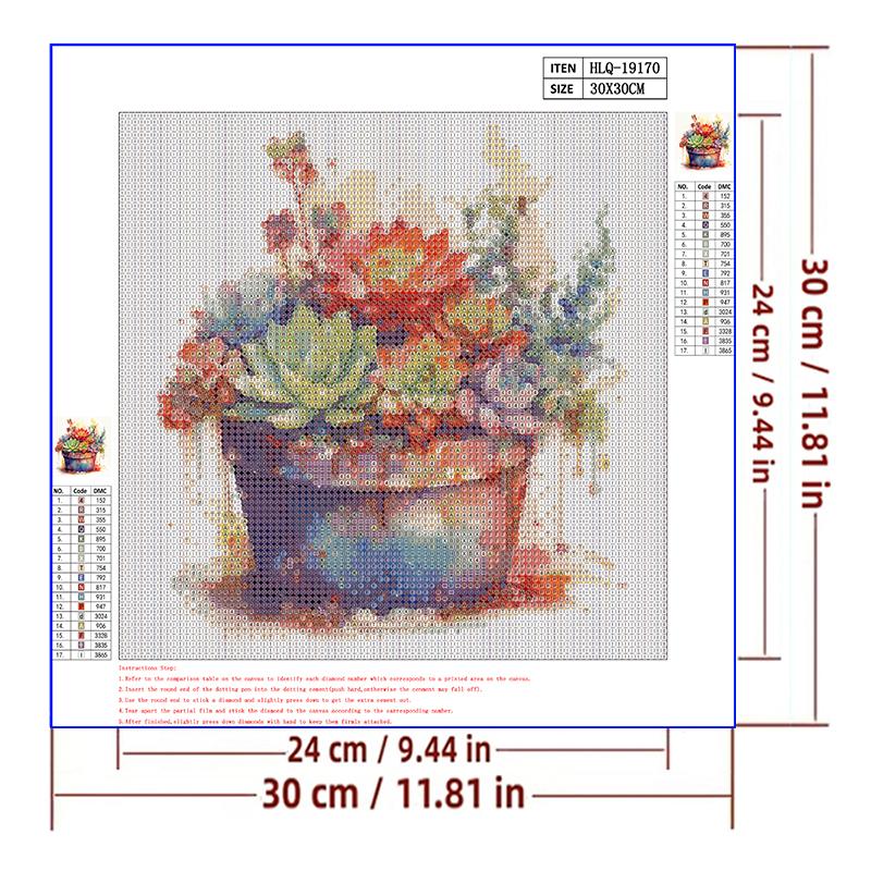 5d DIY Diamond Painting Cross Stitch Colorful Succulent Potted Plant Diamond Embroidery Mosaic Full Round Drill Home Decor Arts