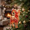 Chinese Zodiac Acrylic Charms 2D Goat Christmas Hanging Ornament, 3.15 Inch Farm Animal Xmas Tree Durable Decorative Boards Decoration for Car