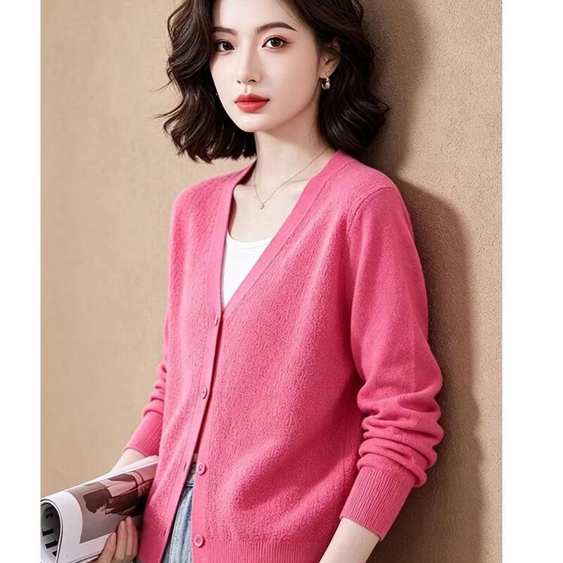 Women's V-Neck Single-Breasted Knit Cardigan