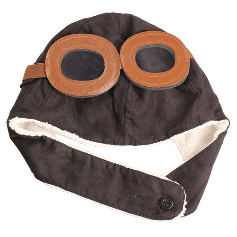 Korean Unisex Kids' Pilot Hat: Large Brim, Knitted, Velvet-Warm, Ear Protection