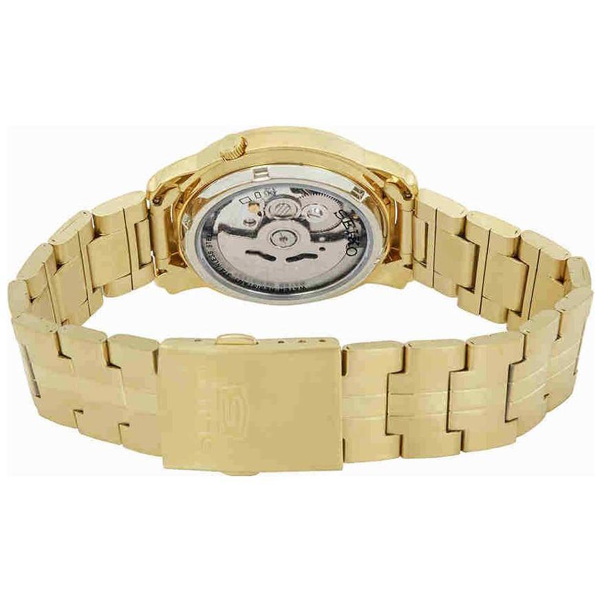Seiko Seiko5 30m Water Resistant Automatic Mechanical Movement Gold Plated Strap Watch Men's Watches SNKL88
