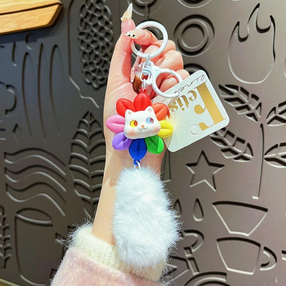 

Rotatable Car Keyring Good Luck Bag Accessories Creative Cat Keychain Girls Style 1