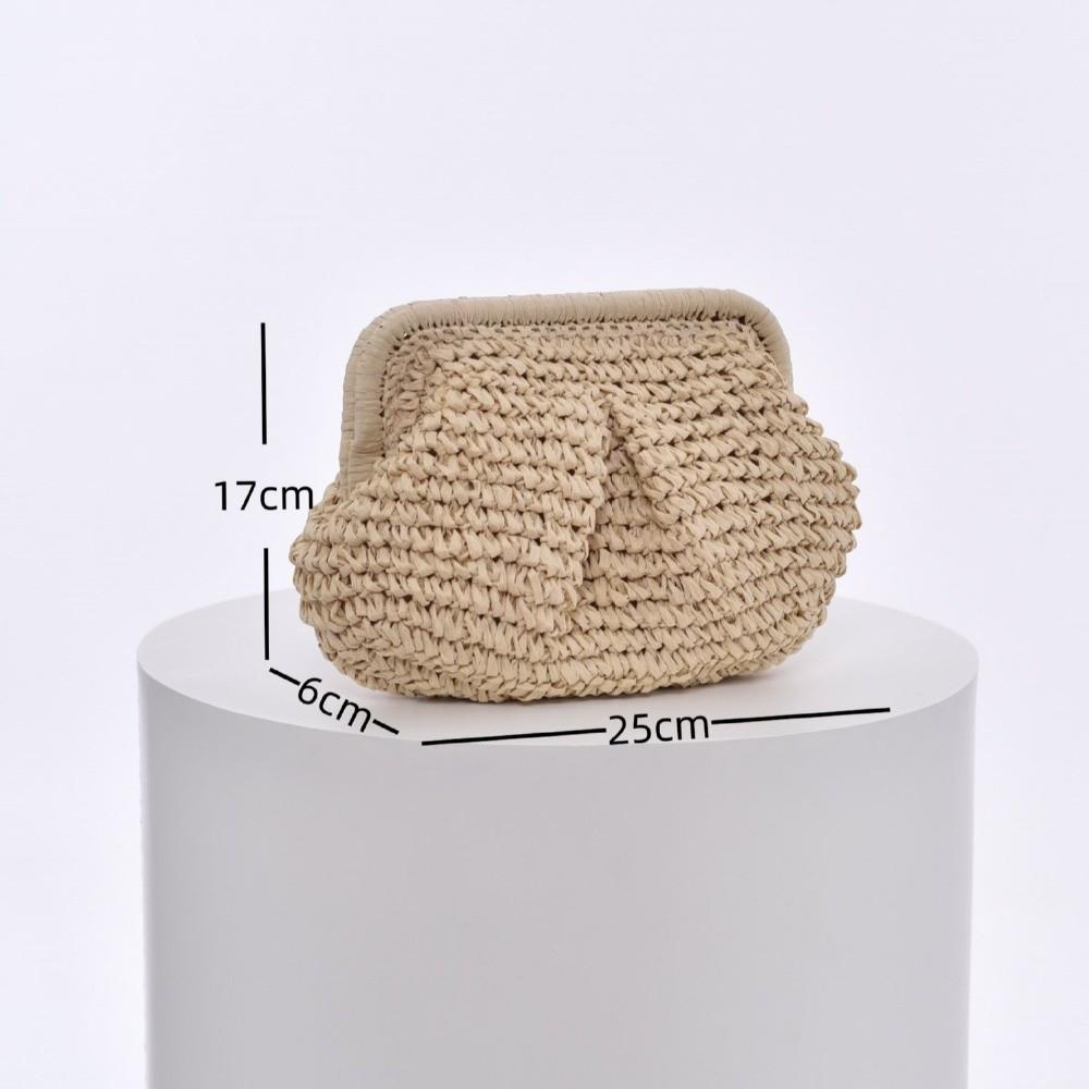 New Large Capacity Straw Woven Bag Solid Color Straw Weaving Straw Crossbody Handbag with Chain Strap Shoulder Bag Beach