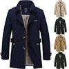 Men's Winter Mid-long Jacket Stylish Casual Overcoat With Lapel Collar And Epaulet Design