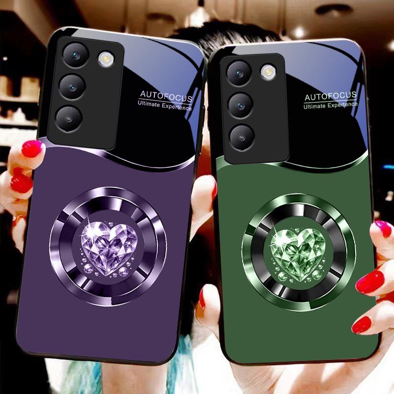 Circle Diamond Für Y72 33S 11 03 36 96 Lite 35 16 Iqoo 12 V40 SE 5G 29 40 21 30 X80 Pro Vivo Gehärtetes Glas Handyhülle Schwarz