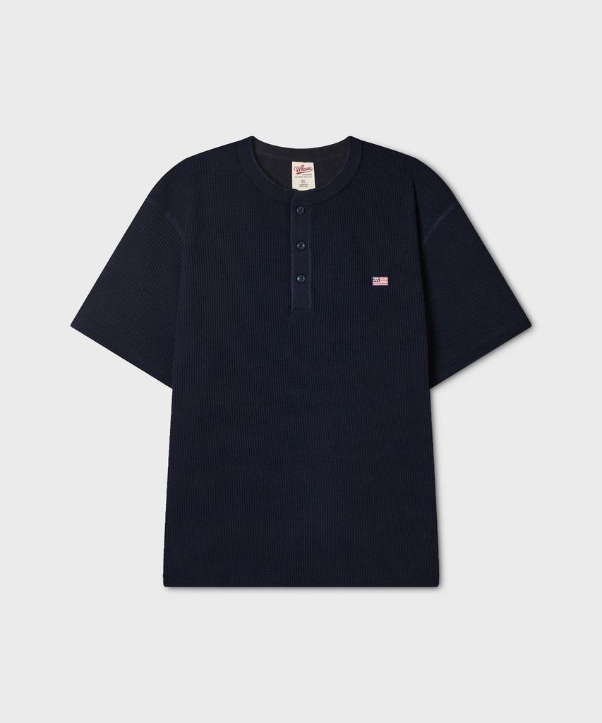 WHO.A.U Waffle Henley Short Sleeve T-Shirt / Whrag3791U