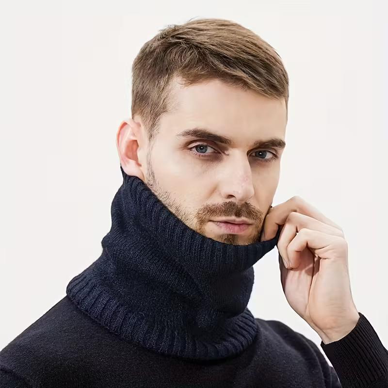 Winter Outdoor Thermal Scarf - Thickened Fleece Neck Gaiter, Soft Solid Color Plain Weave, Warm & Stylish for Hiking, Cycling, Skiing