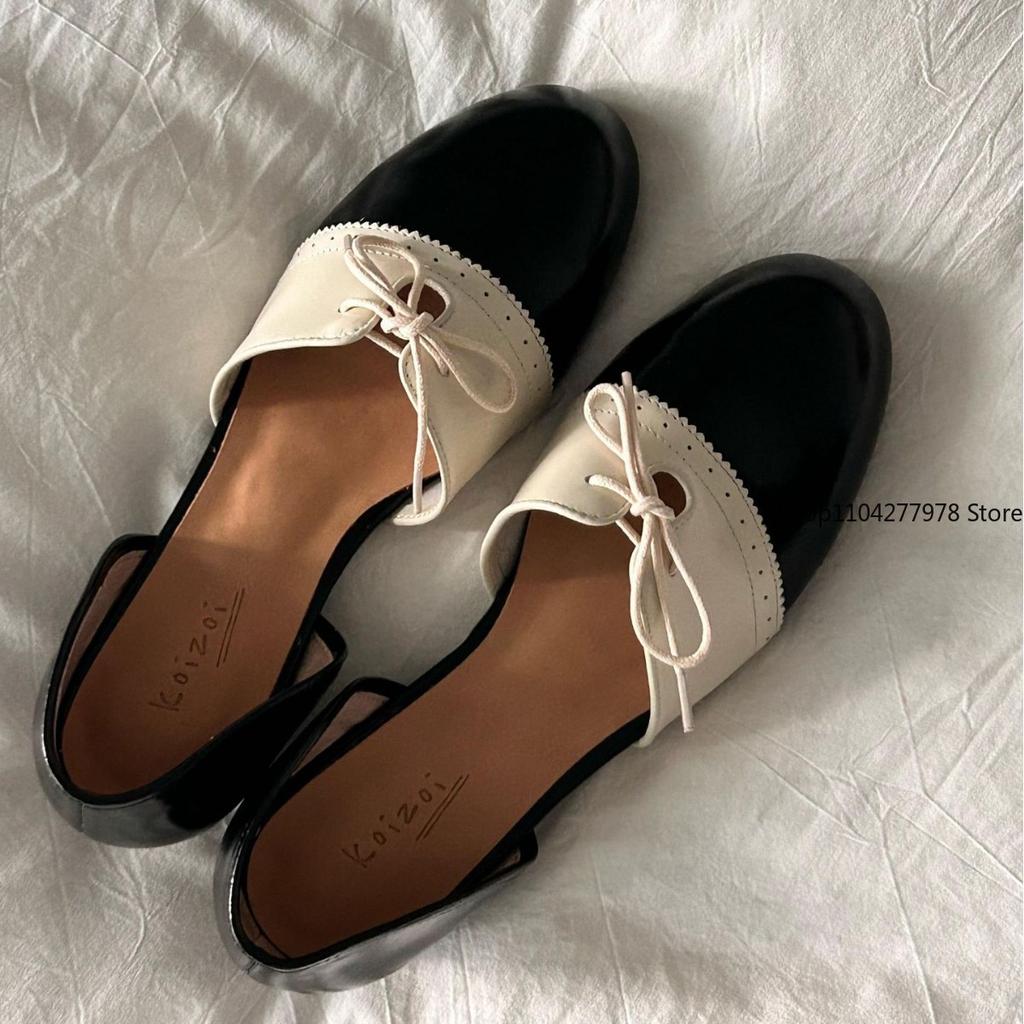 Fashion PU Leather Retro British Style Small Leather Shoes Brock Lace-up Women's Sandals Round Heel Single Shoes Female Pumps