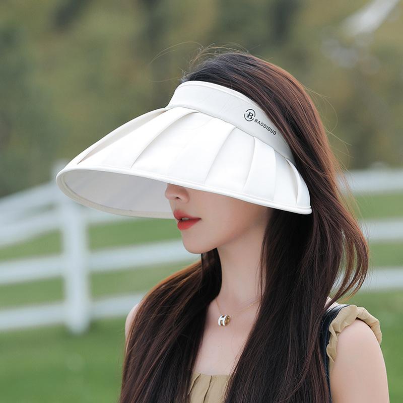 Summer Ice Silk Pleated Large Brim Empty Top Hat Fashionable Versatile Sun Protection Sun Hat Children UV Protection Sun Hat