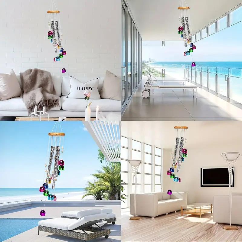 Campanella a Vento in Legno Massello Stile Europeo Colorata Tubo in Alluminio da Parete Decorazione da Appendere su Balcone Porta Regalo Campanella a Vento