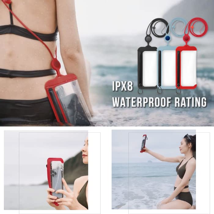 Bone CrossBody WaterProof Phone IPX8 Waterproof Case with Side Fits Smartphones from 4 To Inches Bag2 Certified, Zipper, 7.2 (Red)